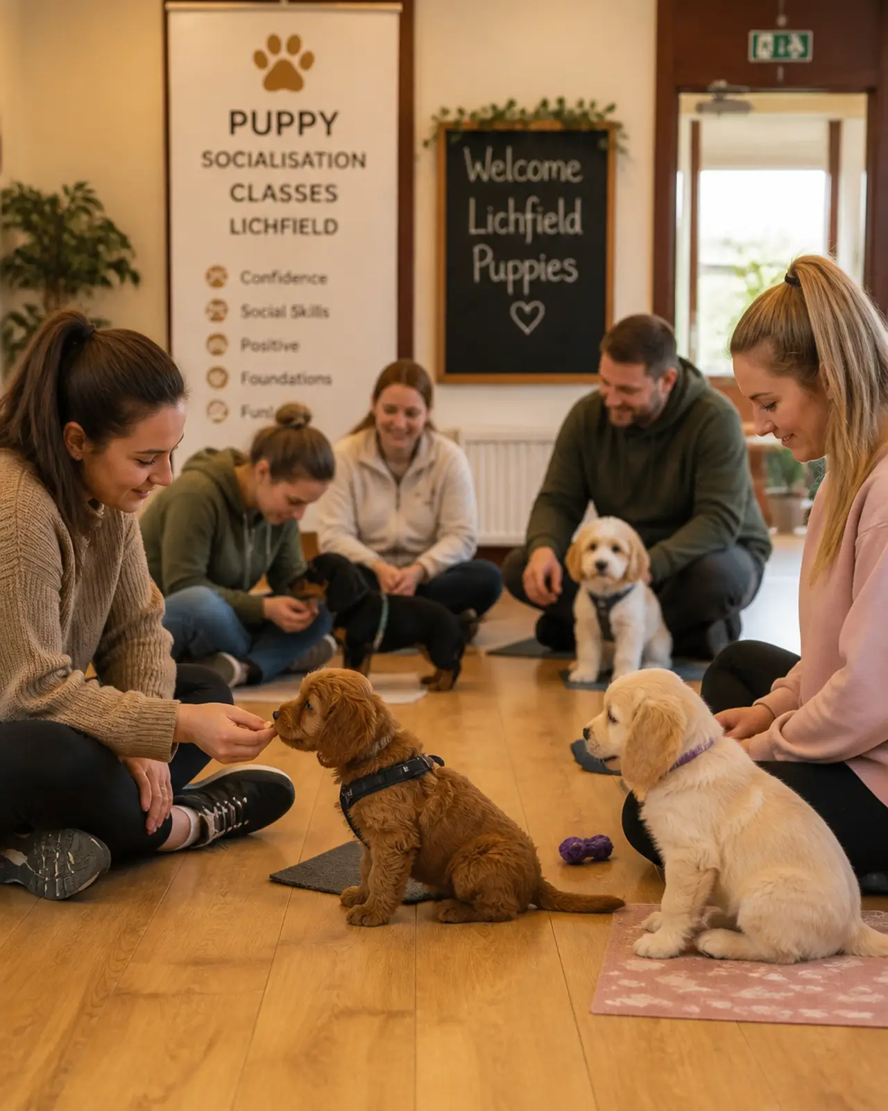 A small puppy socialisation class in Lichfield